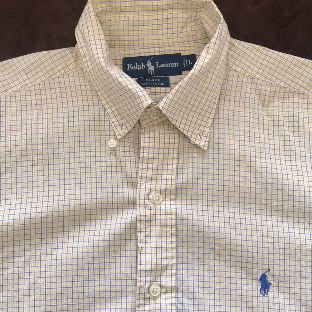 Yellow plaid Ralph Lauren men’s dress shirt